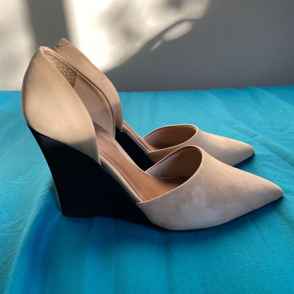 ALDO Black and cream Nubuck suede wedge